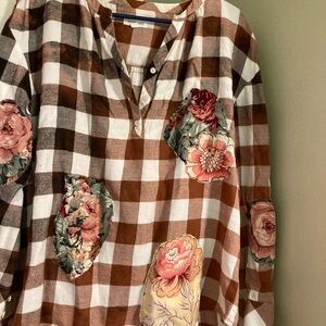 Westbound Brown and White Plaid Button Down Shirt